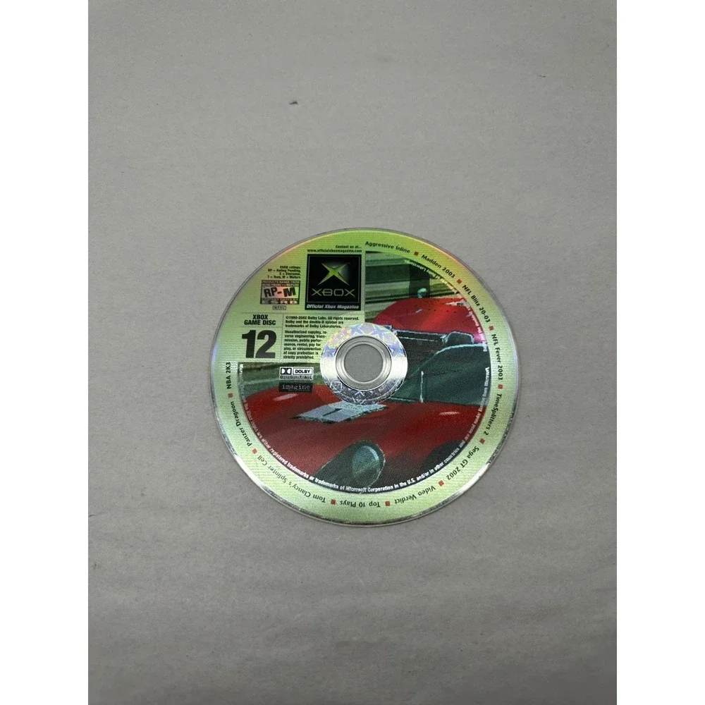 November 2002 Official XBOX Microsoft Demo Disc Only #12 SEGA GT 2002 Rare